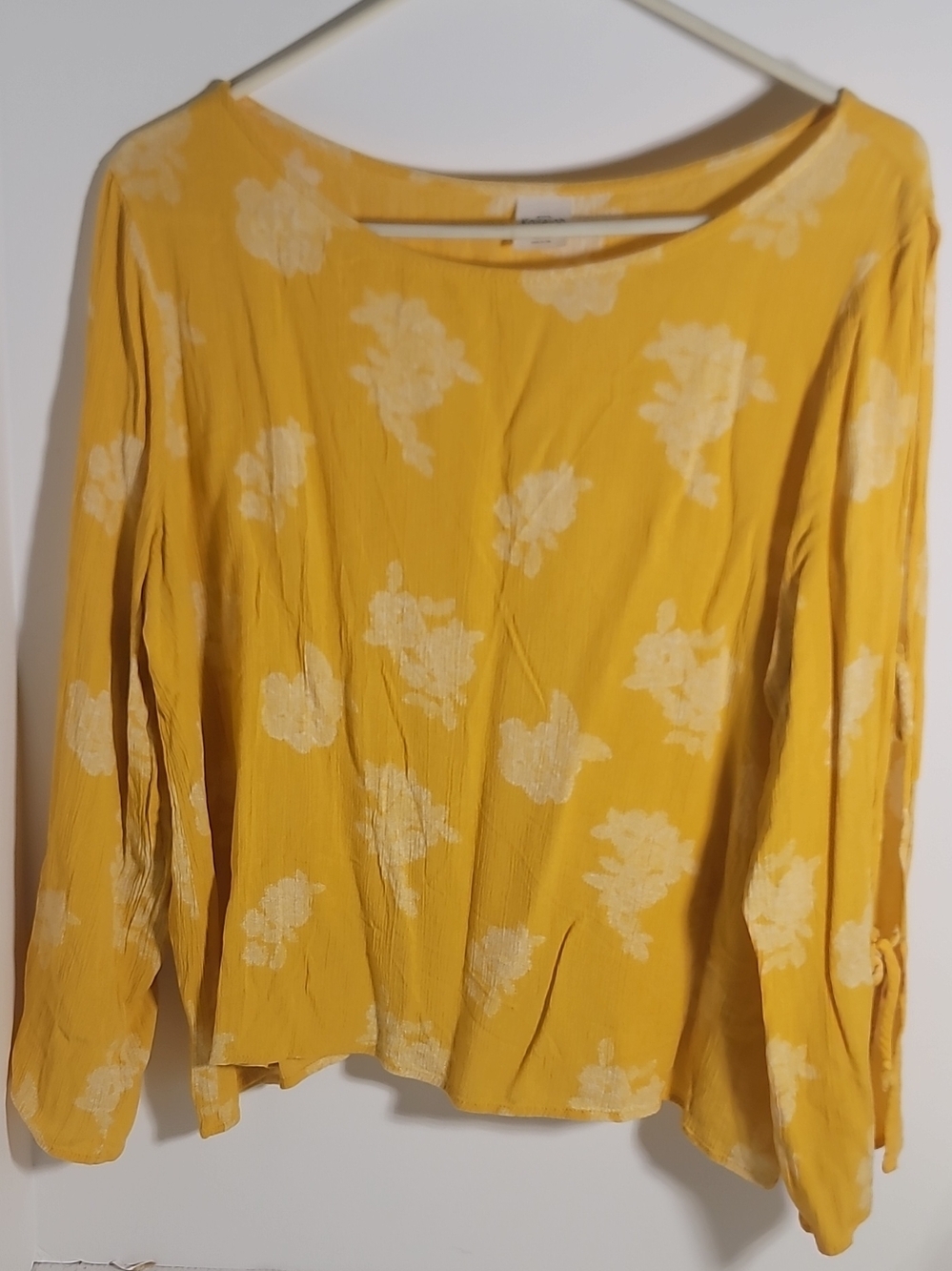 Yellow Floral Long-Sleeve Women's Top